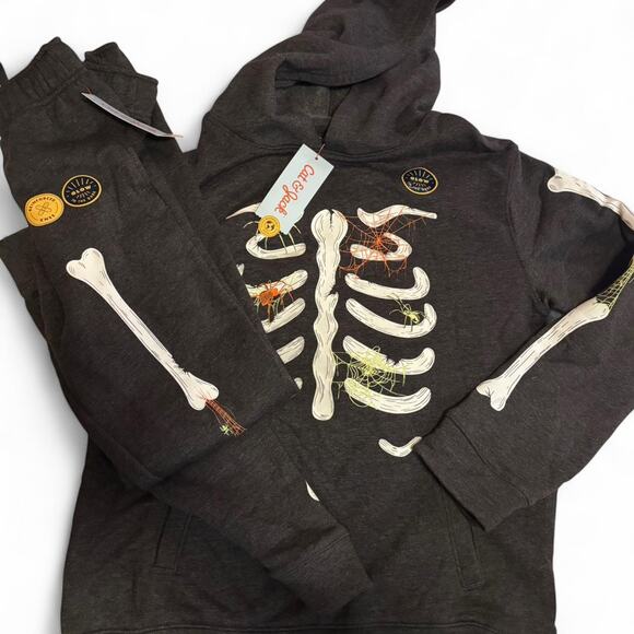 NWT Grey Halloween sweatpants and hoodie, glow int he dark - Picture 1 of 8